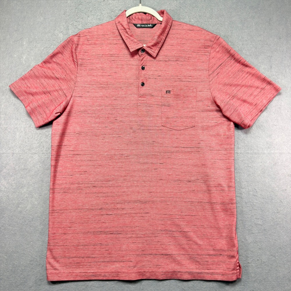 TravisMathew Mens XL Red Heathered Pima Cotton Blend‎ Short Sleeve Pocket Polo